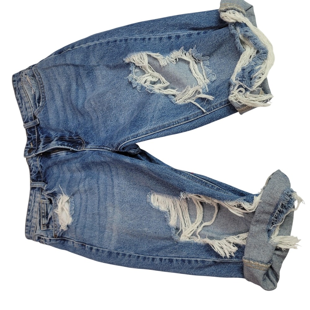 Hidden Jeans Womens 31 Blue High Rise Relaxed Straight Distressed Ripped Denim